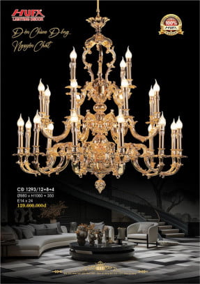 Đèn chùm đồng Hufa CĐ 1293/12+8+4