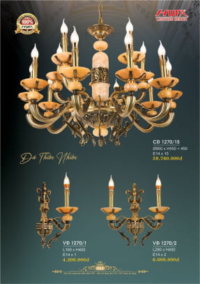 Đèn chùm đồng Hufa CĐ 1270/15, VĐ 1270/1, VĐ 1270/2