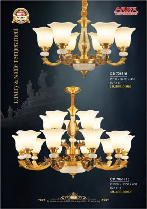 Đèn chùm đồng Hufa CĐ 7061/6, CĐ 7061/15
