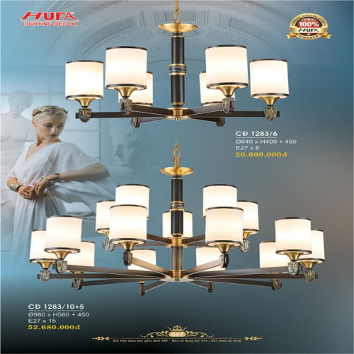 Đèn chùm đồng Hufa CĐ 1283/6, CĐ 1283/10+5