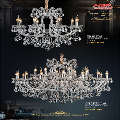 Đèn chùm nến Hufa CN 8127/8, CN 8127/16+8