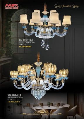 Đèn chùm nến Hufa CN 8305/8+4, CN 8312/10+5
