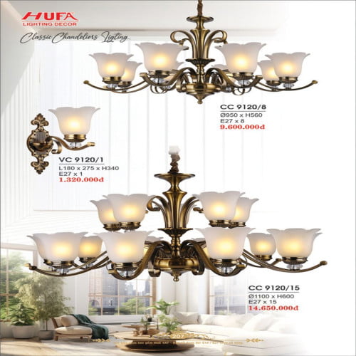 Đèn chùm cổ điển Hufa CC 9120/8, CC 9120/15, VC 9120/1