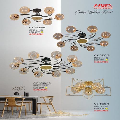 Đèn chùm Ý Hufa CY 6530/6, CY 6530/8, CY 6530/10, CY 6525/5