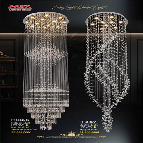 Đèn thả thông tầng pha lê Hufa FT 6882/12, FT 1318/9
