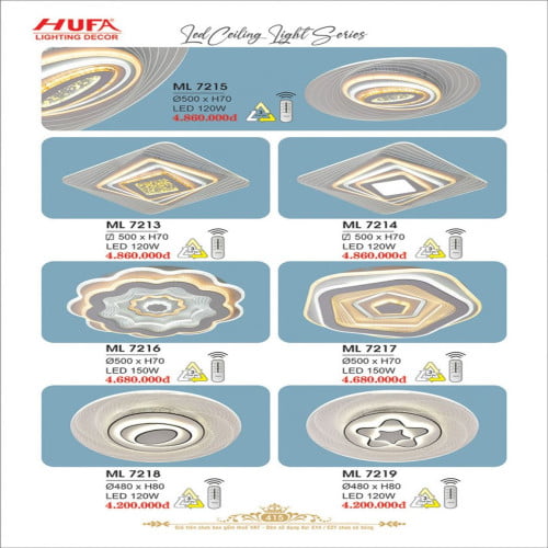 Đèn mâm LED Hufa ML 7213, ML 7214, ML 7215, ML 7216, ML 7217, ML 7218, ML 7219