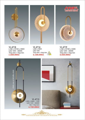 Đèn vách Led Hufa VL 4718, VL 4714, VL 4719, VL 4713