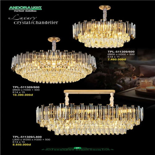 Đèn chùm Andora Light TPL-511309/600, TPL-511309/800, TPL-511309/L800