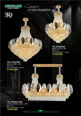 Đèn chùm Andora Light TPL-81042/600, TPL-81042/800, TPL-81042/L1000
