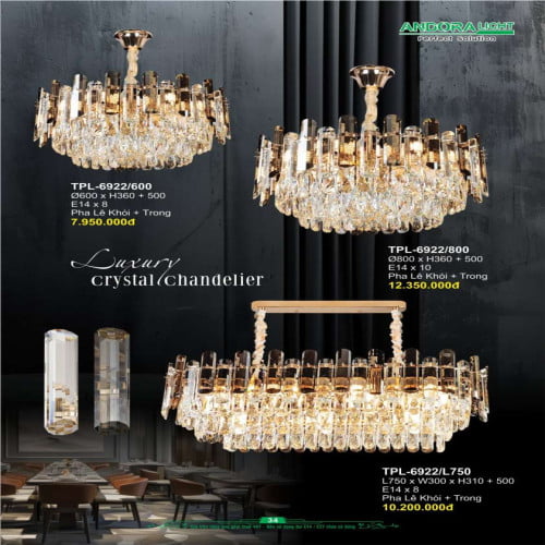 Đèn chùm Andora Light TPL-6922/600, TPL-6922/800, TPL-6922/L750