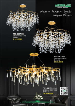 Đèn chùm Andora Light TPL-6017/600, TPL-6017/800, TPL-6013/L1200