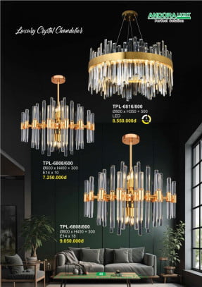 Đèn chùm Andora Light TPL-6816/800, TPL-6808/600, TPL-6808/800