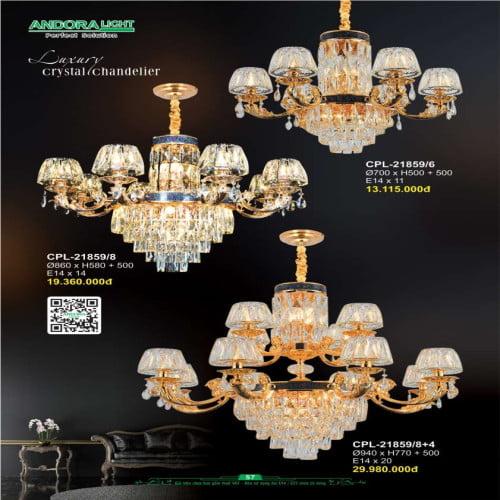 Đèn chùm Andora Light CPL-21859/6, CPL-21859/8, CPL-21859/8+4
