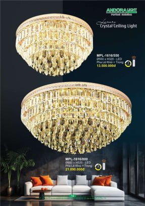 Đèn mâm pha lê Andora Light MPL-1616/550, MPL-1616/800