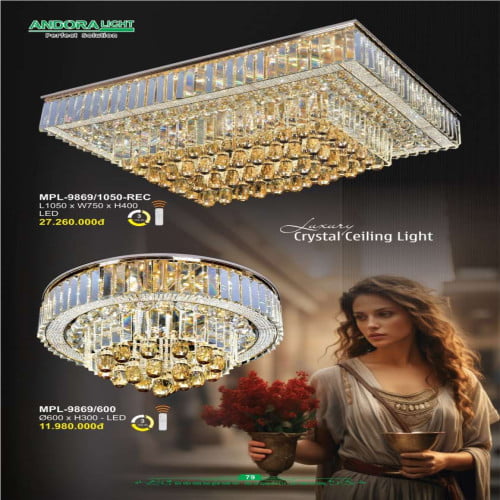 Đèn mâm pha lê Andora Light MPL-9869/600, MPL-9869/1050-REC