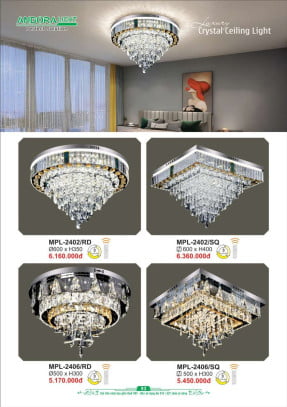 Đèn mâm pha lê Andora Light MPL-2402/SQ, MPL-2402/RD, MPL-2406/SQ, MPL-2406/RD