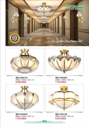 Đèn thả đồng nguyên chất Andora Light MĐ-C9941/6, MĐ-C9948/6, MĐ-C9950/6, MĐ-C9913/6