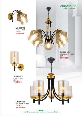 Đèn chùm Andora Light CH-8871/5+1, CH-8970/5, VB-8871/1, VB-8970/1