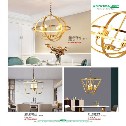 Đèn chùm Andora Light CH-8286/4, CH-2026/4, CH-8283/4