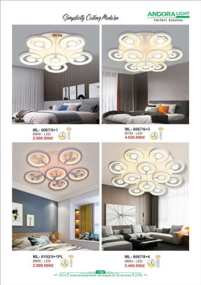 Đèn mâm Andora Light ML-6067/5+1, ML-6067/6+3, ML-6102/5+1PL, ML-6067/8+4