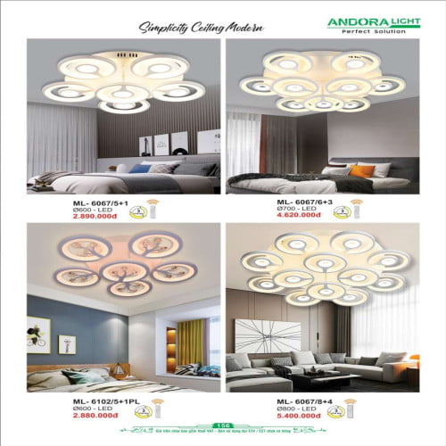 Đèn mâm Andora Light ML-6067/5+1, ML-6067/6+3, ML-6102/5+1PL, ML-6067/8+4
