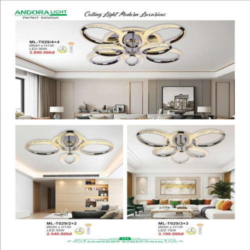 Đèn mâm Andora Light ML-T029/4+4, ML-T029/2+2, ML-T029/3+3
