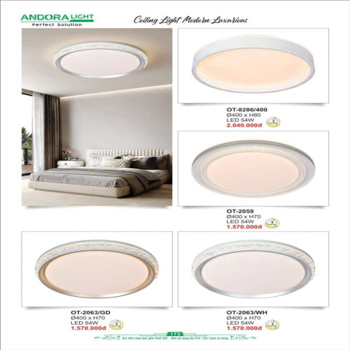 Đèn ốp trần Andora Light OT-8286/400, OT-2059, OT-2063/GD, OT-2063/WH