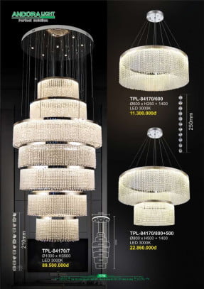 Đèn thả Andora Light TPL-84170/7, TPL-84170/600, TPL-84170/800+500
