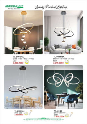 Đèn thả Andora Light TL-9005/GD, TL-9004/BK, TL-8170/600, TL-6168