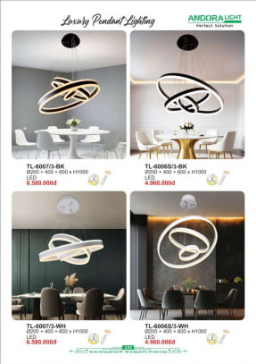 Đèn thả Andora Light TL-6007/3-BK, TL-6007/3-WH, TL-6006S/3-BK, TL-6006S/3-WH