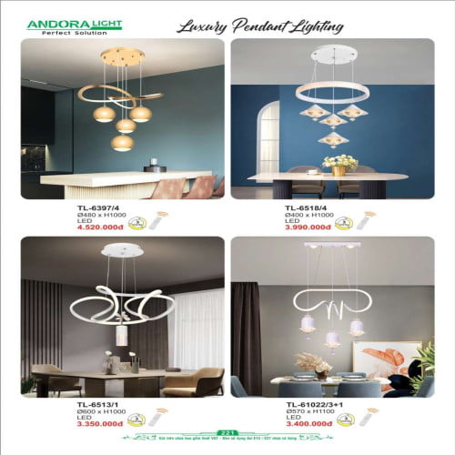 Đèn thả Andora Light TL-6397/4, TL-6518/4, TL-6513/1, TL-61022/3+1