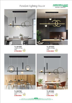 Đèn thả Andora Light TL-9015BK, TL-6010GD, TL-9007BK, TL-9016BK