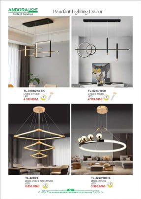 Đèn thả Andora Light TL-3196/2+3 BK, TL-5213/1000, TL-2235/3, TL-2222/500+4