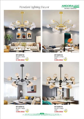 Đèn thả Andora Light ĐT-DZ5/10, ĐT-DZ5/12, ĐT-DZ6/12, ĐT-DZ6/16