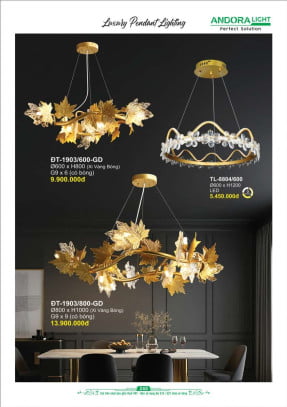 Đèn thả Andora Light ĐT-1903/600-GD, ĐT-1903/800-GD, TL-8804/600