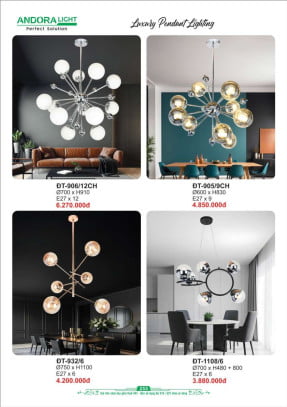 Đèn thả Andora Light ĐT-906/12CH, ĐT-905/9CH, ĐT-932/6, ĐT-1108/6