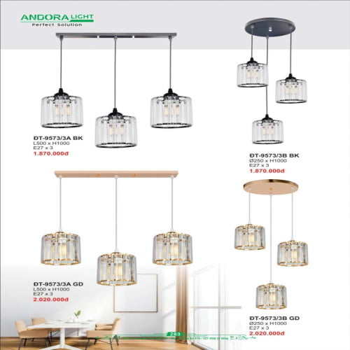 Đèn thả Andora Light ĐT-9573/3A, ĐT-9573/3B
