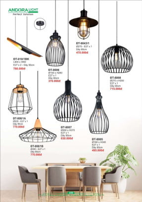 Đèn thả Andora Light ĐT-9043, ĐT-010, ĐT-8006, ĐT-8008, ĐT-8007, ĐT-8005, ĐT-008
