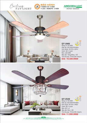 Quạt đèn trần Andora Light QT-2995, QT-2539