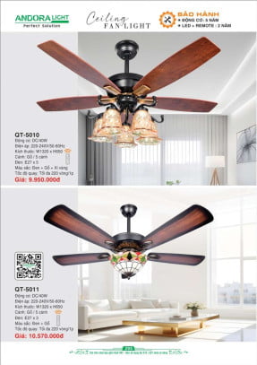 Quạt đèn trần Andora Light QT-5010, QT-5011