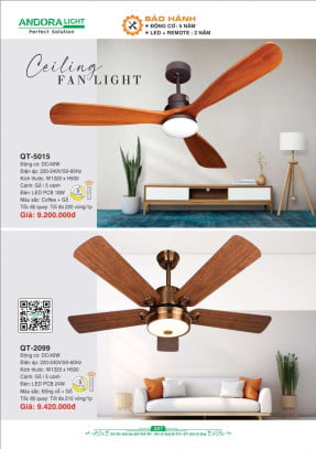 Quạt đèn trần Andora Light QT-5015, QT-2099
