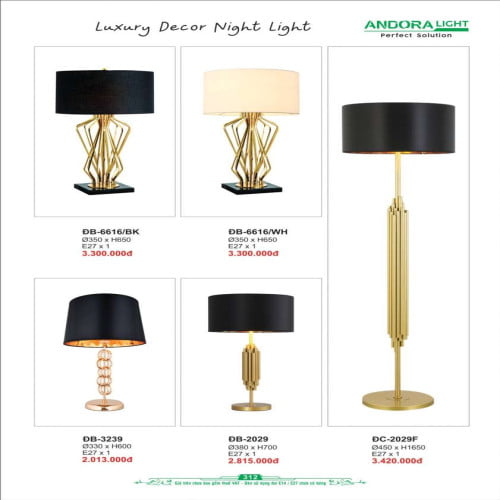 Đèn bàn Andora Light ĐB-6616, ĐB-3239, ĐB-2029, ĐB-2029F