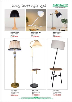 Đèn bàn Andora Light ĐB-2074-BK, ĐB-2046A/WH, ĐB-2087 BK, ĐC-3196, ĐC-5024, ĐC-5003