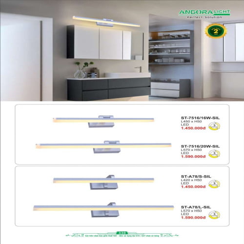Đèn soi tranh - soi gương Andora Light ST-7516/16-SIL, ST-7516/20-SIL, ST-A78/S-SIL, ST-A78/L-SIL