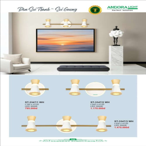 Đèn soi tranh - soi gương Andora Light ST-3347/1 WH, ST-3347/2 WH, ST-3347/3 WH
