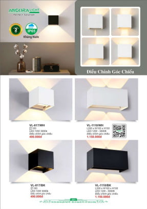 Đèn vách Andora Light VL-817, VL-1110