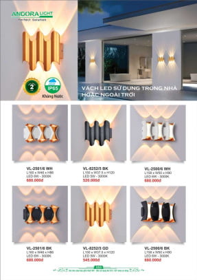 Đèn vách Andora Light VL-2500, VL-2501, VL-8252
