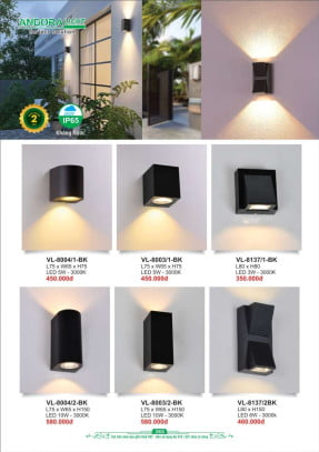 Đèn vách Andora Light VL-8004, VL-8003, VL-8137