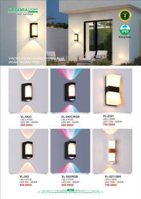 Đèn vách Andora Light VL-542C, VL-2351, VL-542, VL-8271/WH