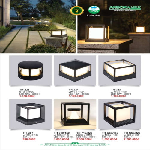 Đèn trụ Andora Light TR-225, TR-224, TR-223, TR-C67, TR-719, TR-C68
